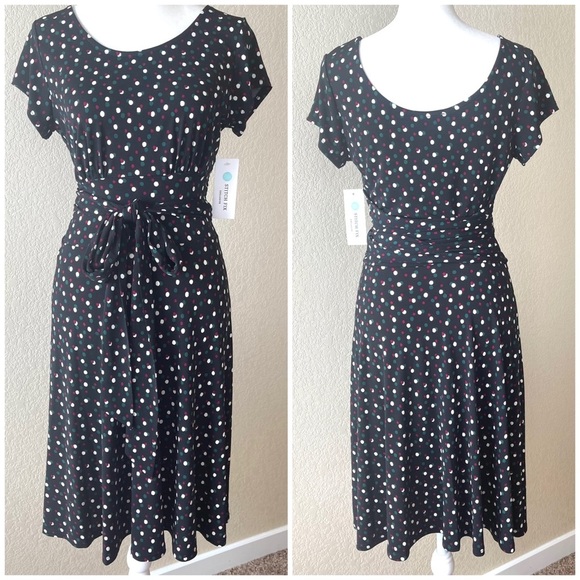 NWT LEOTA Veronica Knit Dress in black Polka dot - Picture 7 of 9